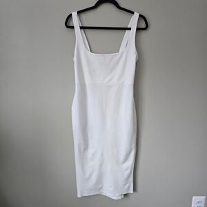 Fashion Nova White Square Neck Sleeveless Midi Bodycon Dress 1X